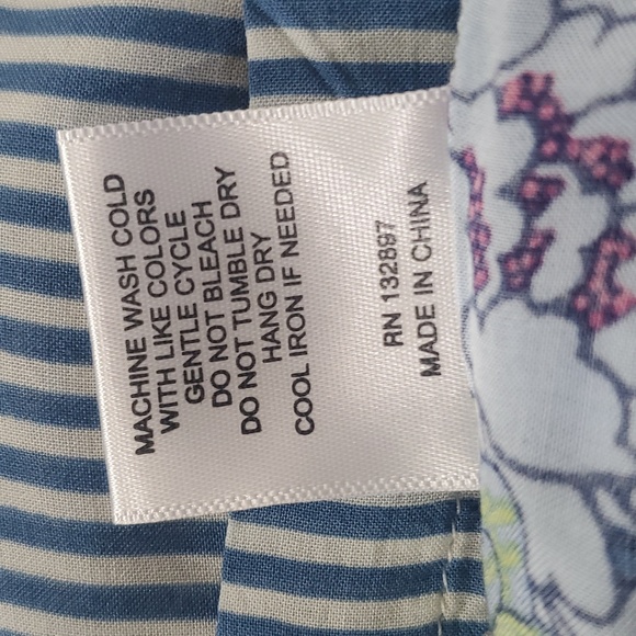 Jane and Delancey Size 1X Blue White Striped Floral Button Down Shirt - Picture 10 of 11